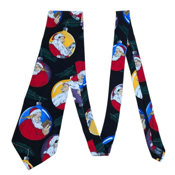 VTG Christmas Neck Tie Saturday Evening Post Santa Claus Ornament Silk Holiday - Picture 4 of 8